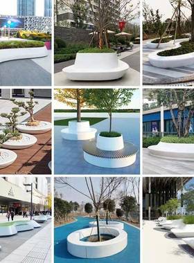 户外玻璃钢树凳池座商钢业街园美陈景观休闲椅公EDQ异形玻璃花池