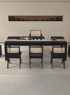 新中木实木式茶JOJ桌简风约原大板茶台复古泡茶桌家用客厅茶桌椅