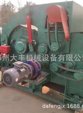 大型鼓式废旧木材竹片子破碎削机杨木木树木树皮片切HCC木原粉碎