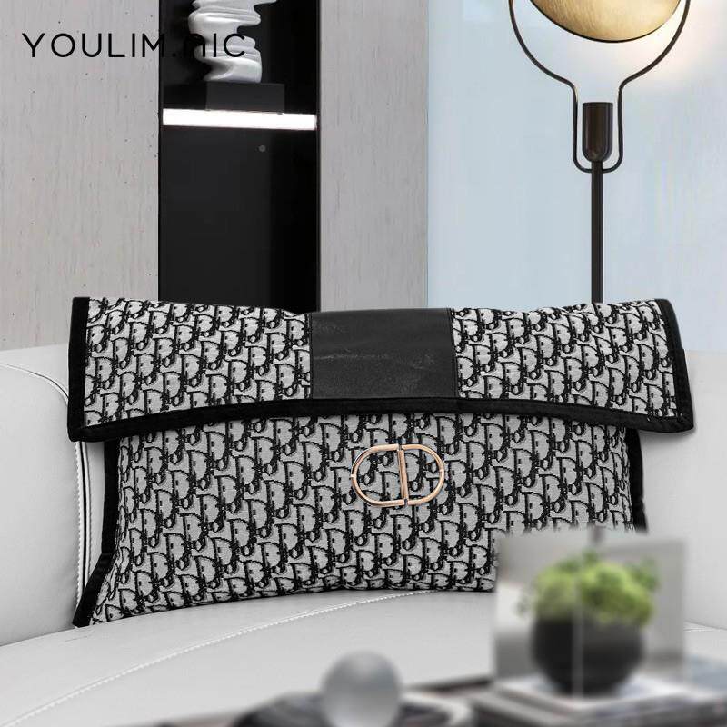 代简约轻奢黑色现系组合腰枕样IGM板房售灰处别楼墅沙发抱枕