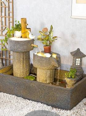 流水水鱼池TB674880摆件庭院阳台花园循环加泉户外造景石喷磨装饰