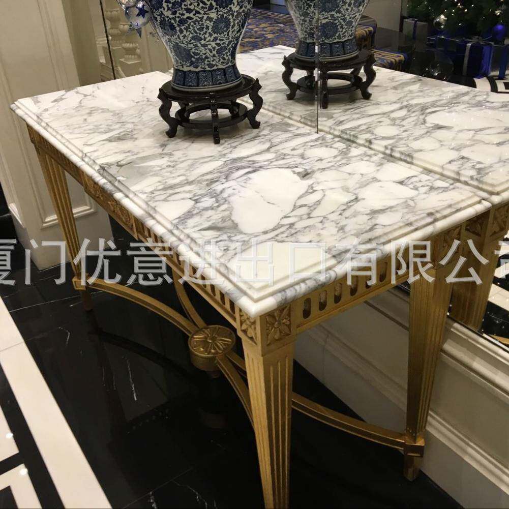 鱼肚白雪花白大花白卡拉拉白面桌面578面台大理石台面桌茶几