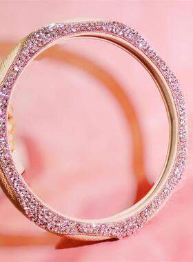 方向盘套汽保套潮流女神镶钻带皮革车车把套70815男女汽钻车用品