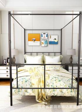 803宫风单层蚊床坐卧两用铁廷架沙发床床家用铁艺帐天蓬1.5米双人