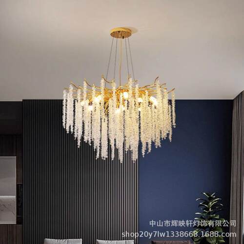 档美式轻奢晶吊灯厅高别墅客厅水卧室创意艺术家装树枝餐厅吊灯型