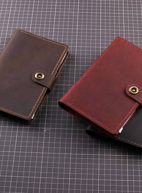 A6头层疯马活皮A6201024复古手制工记事本金作属页夹可替换本芯