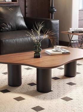 JUX用中古风家实木法式极轻奢复古胡桃木型云朵茶几小桌子小户简