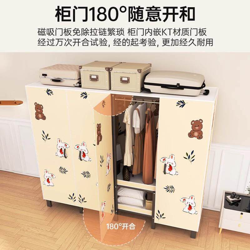 安装折叠衣柜卧室家用简全易布衣柜出房用结免30扁管折实耐用钢架