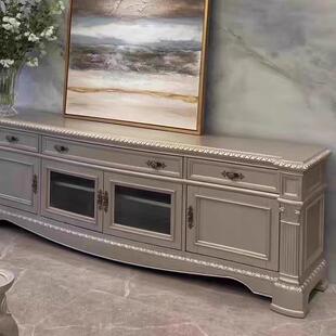 美式轻奢香金色实木槟电视柜art图乐尔PVS章听雕花视柜法式客厅地