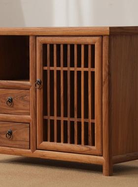 老榆木新中式TXT体台餐边柜实木烧水客厅一茶水柜复古茶几柜物置