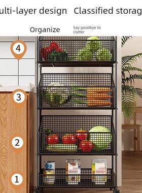 厨置物房架多层落推地多功能果量蔬菜大容家用可移动小车收194782