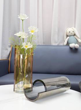 水晶玻璃错位052花瓶创意家摆间件居客厅样板房办桌装公饰品花器