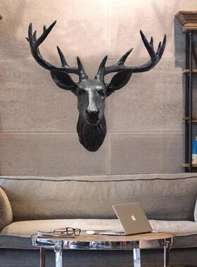 欧工式鹿头树脂艺品修AKP玄关装饰家居装饰门面装仿动物头立真体