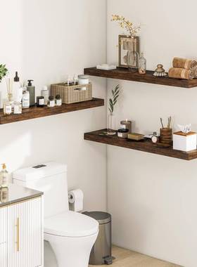 长架置加物墙上一字KTL板支架复古装饰架隔板货架客厅室浴实木储