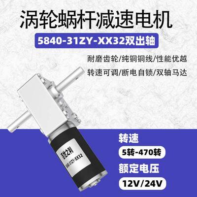 GHA5840-动1zy蜗轮蜗杆微型直流速电机12伏双出轴有减刷微型电机3