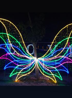天翅膀造型灯拍OPY照互动留爱情物装饰影灯使动蝴蝶蜻蜓七彩闪动