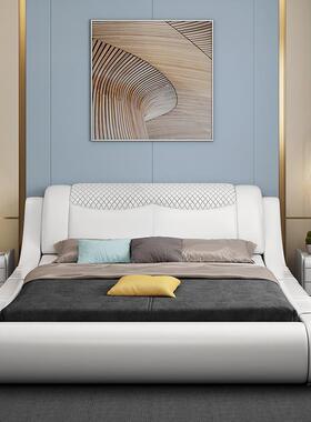 皮艺床科HKO技布艺约主卧.8米双1人现代简大床1.5榻榻米软靠气压