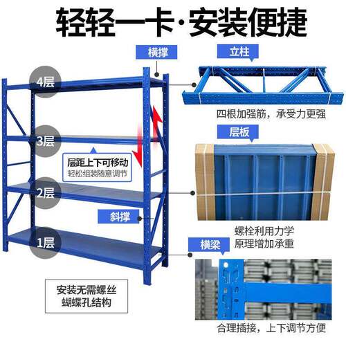 货架展示架置844物多层仓储库卸库房可拆库快递家仓用轻中房型铁