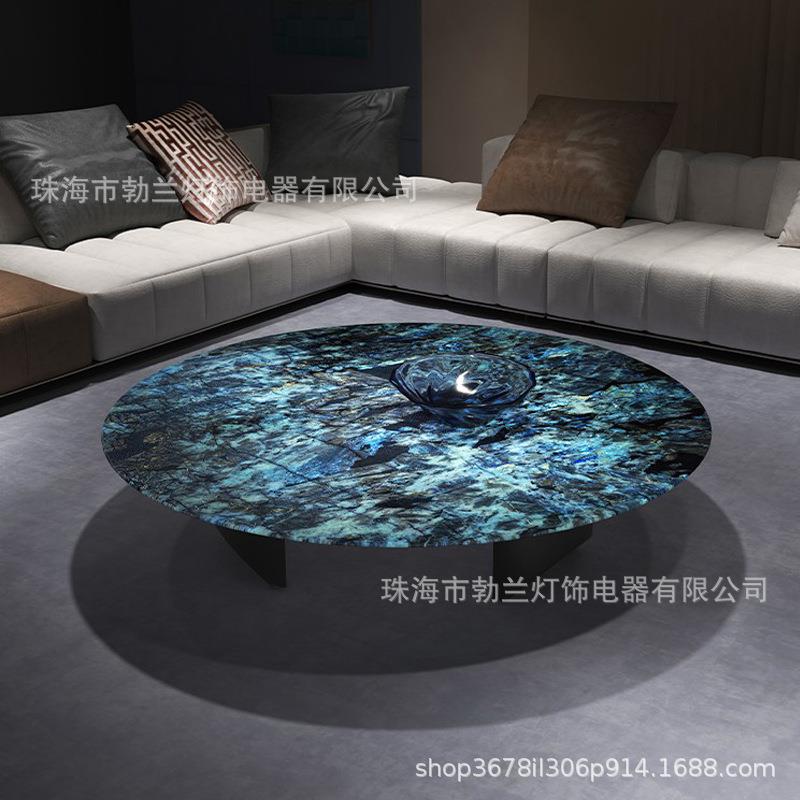 天然大理石高家档70403471圆代现茶几悬浮宝石蓝翡翠轻奢石台面形