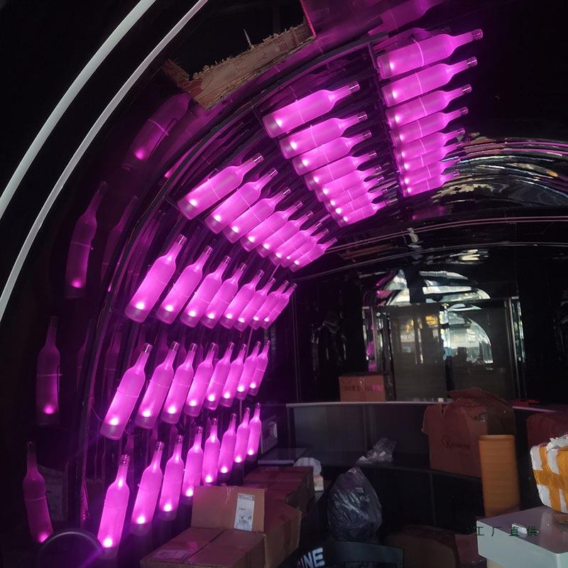 网红酒吧厅创意铁餐艺氛围灯装KKJ饰磨墙展面发光示砂酒瓶灯弧形