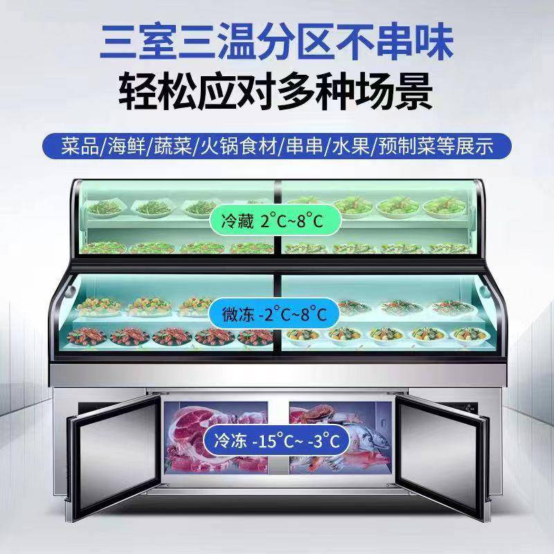 三温菜柜串串麻辣烫藏408冷冻海点鲜冰台三温三柜室阶梯展示冷柜