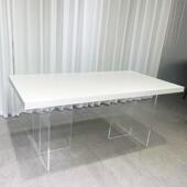 亚克力餐桌家用现代简约吃桌子易白色长方HBN形饭岩板奶油风餐简