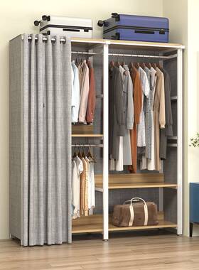 组衣柜家用简卧易防尘布衣A164柜钢木合衣架出室租房加厚收纳柜挂