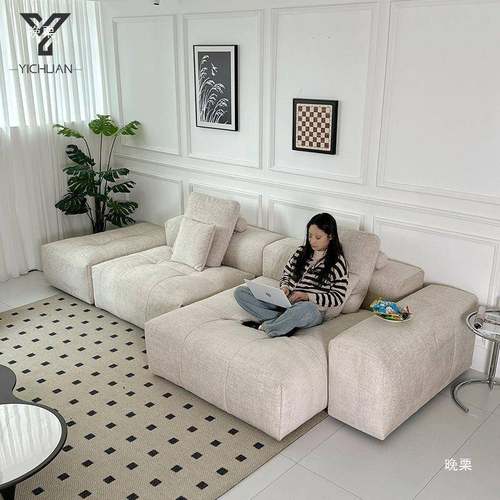 意家简具家具素沙发羽绒棉麻川布艺意像式MYE极慵懒沙发摩图棉麻