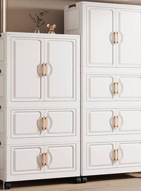 置折叠收KZP纳柜安装大容量儿童衣对开门杂物储物柜简柜约带轮免