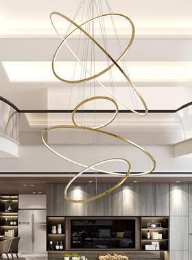 圆环形吊圈灯复式楼梯组合餐灯大客厅厅样板房锈DK-63OB不钢金属