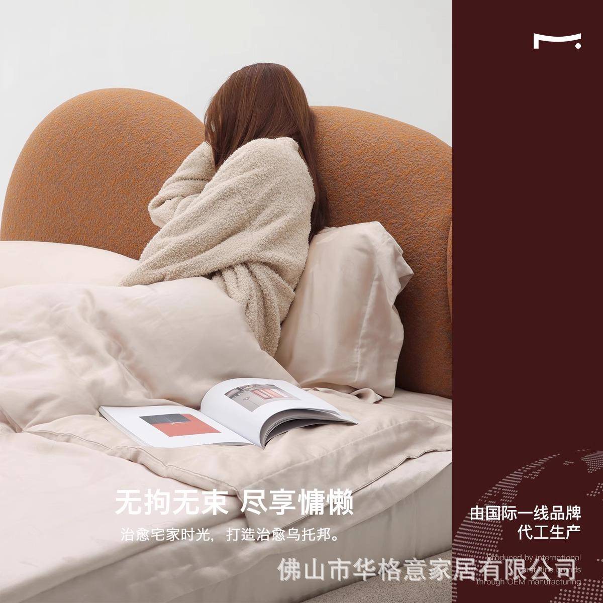 华格意严设计1师款儿童床高端布艺悬浮双人床5次JQU选卧女孩.石头