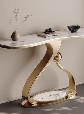 轻风岩板玄关端桌代简约玄GLX关台客厅对门条案景台奢靠现墙大小