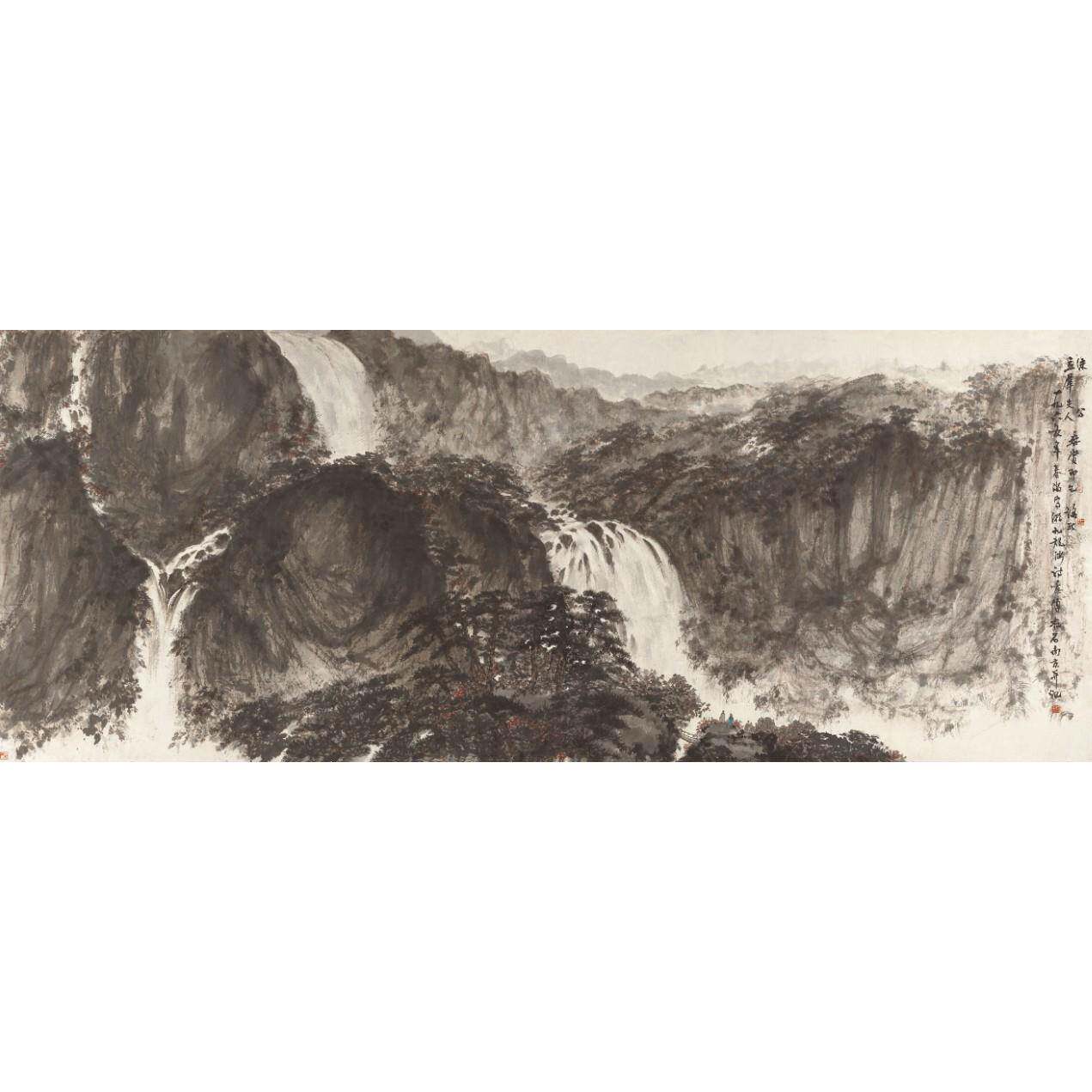 NTS《九龙渊诗图》傅抱石名字画国画办公室厅客20人0*8意0cm包邮