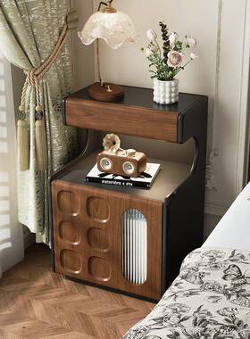 头中古古保风床柜一复体家IVG用卧室实木多功能简约古收纳床边柜