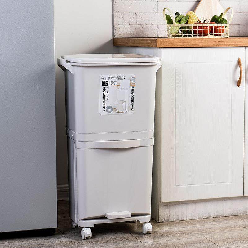 双层垃圾桶厨房7023专用大容桶量大号分垃圾类家类用干湿分离垃圾