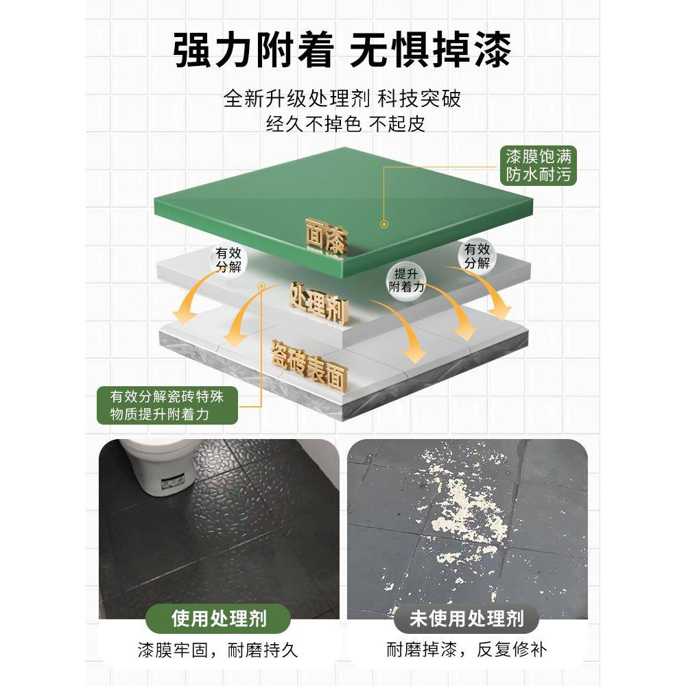 瓷砖漆卫生间改色油玻璃专喷漆旧地面地砖大理UBX用石翻新漆防水