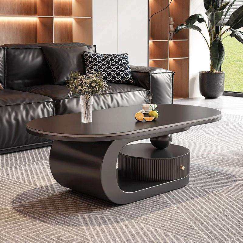 岩板椭圆形茶几轻奢家用客厅极简现代简约小户型设计感创意不规则