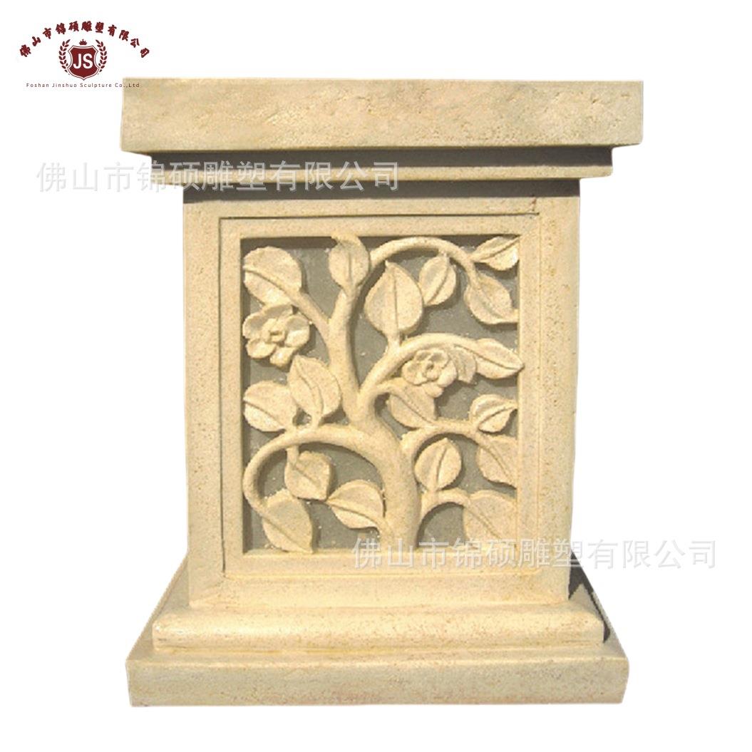 欧式花钵摆件柱墩 玻璃钢树脂仿石材花盆底座 各种雕花造型柱墩