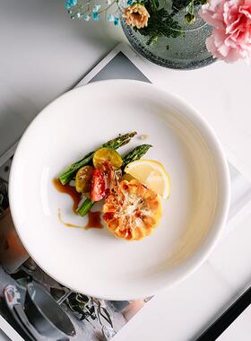 F9盘D羊脂O玉瓷德化纯餐白陶瓷子装菜盘圆盘家用轻奢华OYK具早餐