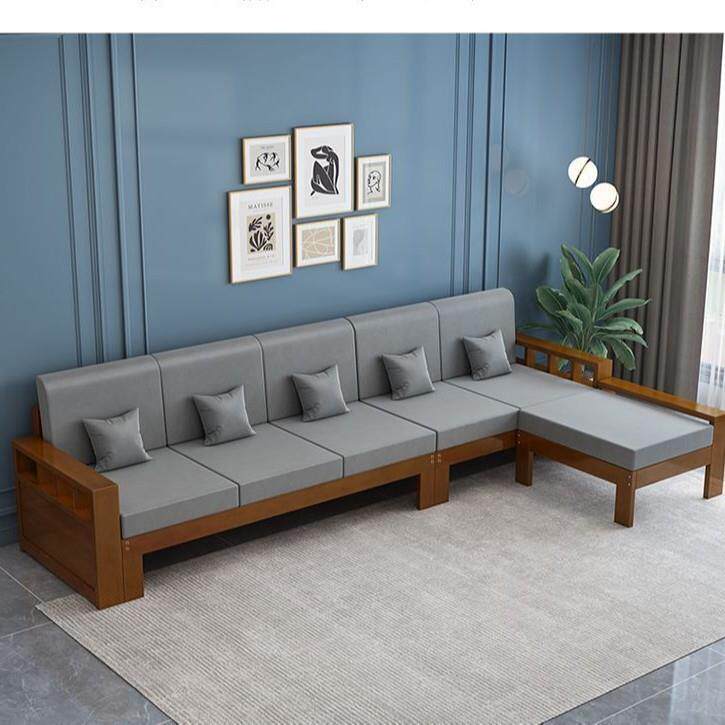 现EUW床代木沙发茶几组合小户型客转角贵妃厅榻松木木质实三人位