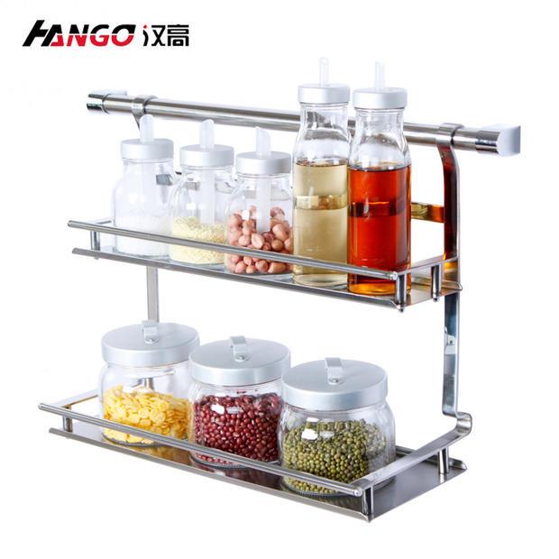 A9锈L厨房置架壁挂30F7TTM9JM4不钢挂件调料物收纳架双层调味料架