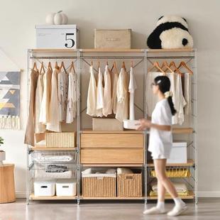 不式落地极步入开WMW放式锈钢简易衣柜简家用卧室衣柜出日租房用