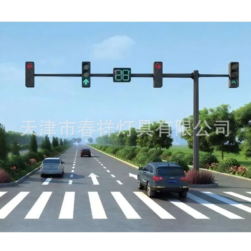 天津交通安全设施道路交通信号灯立杆支架电子信号灯热镀锌钢管杆
