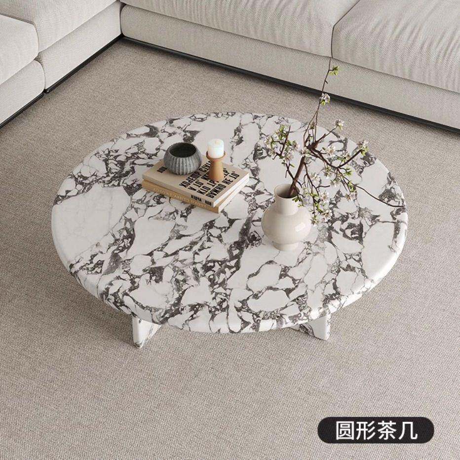 法式奶油风天然大理茶几异形圆石客厅家用66030161感小户型形沙发