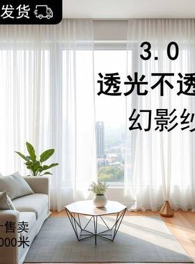 白卧室打孔安免装飘窗纱帘白色钩透光不透人挂式轨道VBB窗纱百叶