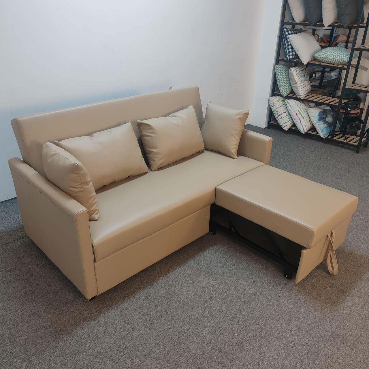 多功能两用皮艺沙发床公寓酒折店出租推双隐拉藏贵妃可叠沙房9703