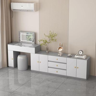 约室实木梳妆台镜子隐翻盖式伸缩MBW化妆妆桌现代卧床尾转角化简