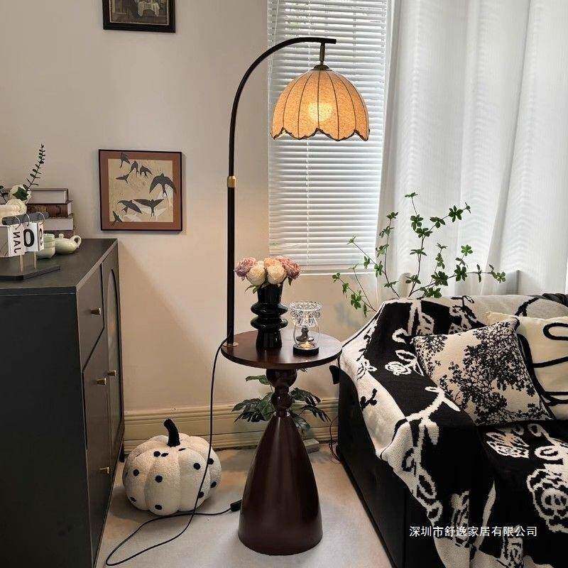 款中古风厅地灯置物架客一体沙发灯卧落室床头柜氛围感新落地556