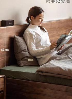 实木复古美黑胡床桃木箱北体实木储物双.人床18米收纳悬56083浮小