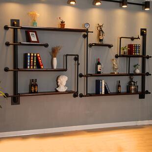 复古墙工业风架墙面置物架子铁艺水酒管书架创意上装饰LZA架壁挂
